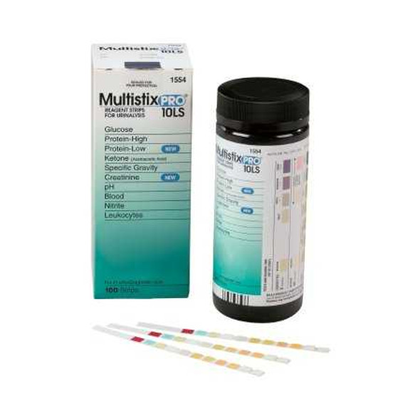 Urine Reagent Strip Multistix PRO 10 LS Glucose Ketone Specific Gravity pH Protein Blood Nitrite Leukocyte Creatinine 100 Strips 10331147 Case/24 10331147 SIEMENS MEDICAL SOLUTIONS 444804_CS