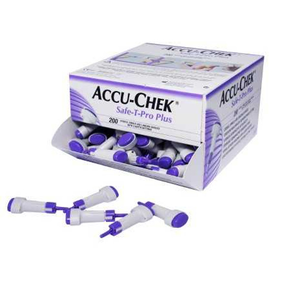 Safety Lancet Accu-Chek Safe-T-Pro Plus Adjustable Depth Lancet Needle 3 Depth Settings 23 Gauge Spring-Loaded Trigger Button 03448622001 Box/200 3448622001 ROCHE DIAGNOSTICS CORP. 493716_BX
