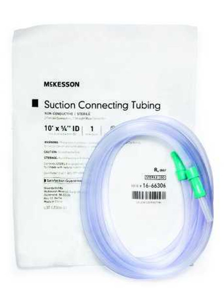 Suction Connector Tubing McKesson 10 Foot Length 1/4 Inch ID Sterile Female / Male Connector 16-66306 Case/50 16-66306 MCK BRAND 649127_CS