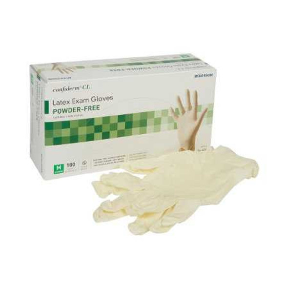 Exam Glove McKesson Confiderm NonSterile Ivory Powder Free Latex Ambidextrous Textured Fingertips Not Chemo Approved Medium 14-426 Box/100 14-426 MCK BRAND 921593_BX