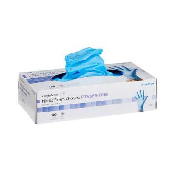 Exam Glove McKesson Confiderm 3.8 NonSterile Blue Powder Free Nitrile Ambidextrous Textured Fingertips Not Chemo Approved Large 14-688 Box/100 14-688 McKesson Confiderm 921613_BX
