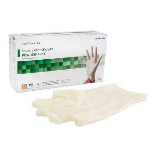 Exam Glove McKesson Confiderm CL NonSterile Ivory Powder Free Latex Ambidextrous Textured Fingertips Not Chemo Approved X-Small 14-422 Case/1000 14-422 McKesson Confiderm 921591_CS