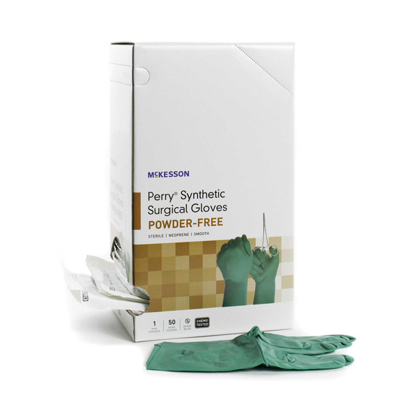 Surgical Glove McKesson Perry Performance Plus Sterile Dark Green Powder Free Neoprene Hand Specific Smooth Chemo Tested Size 8.5 20-2585N Case/400 20-2585N MCK BRAND 1044741_CS