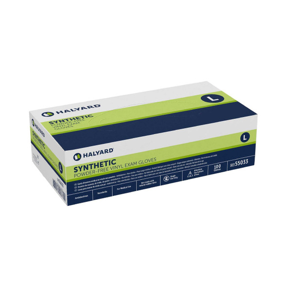 Exam Glove Halyard NonSterile Clear Powder Free Vinyl Ambidextrous Smooth Not Chemo Approved Large 55033 Box/100 55033 HALYARD SALES LLC 414279_BX