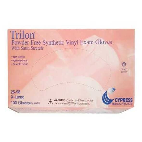 Exam Glove Trilon NonSterile Clear Powder Free Vinyl Ambidextrous Smooth Not Chemo Approved X-Large WITH PROP. 65 WARNING 25-98 Case/1000 25-98 MCK BRAND 287772_CS