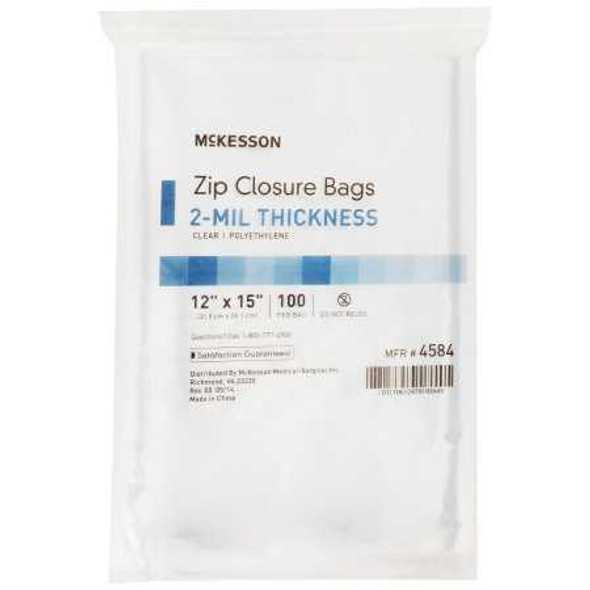 Reclosable Bag McKesson 12 x 15 Inch Polyethylene Clear Zipper Closure 4584 Box of 1 4584 McKesson 854576_BX