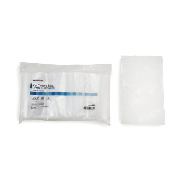 Reclosable Bag McKesson 4 x 6 Inch Polyethylene Clear Zipper Closure 4588 Box of 10 4588 McKesson 957784_BX