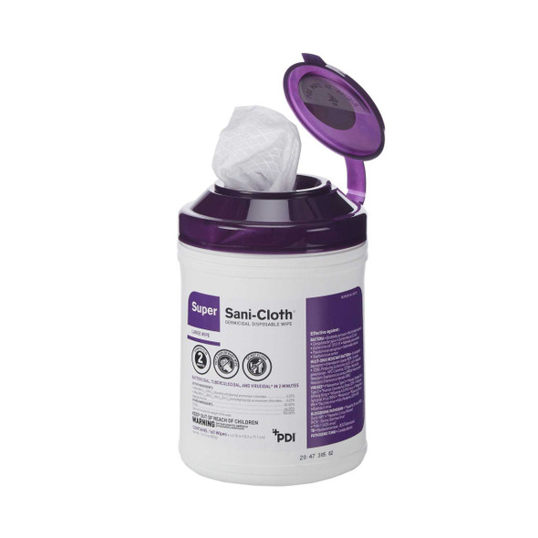 Surface Disinfectant Super Sani-Cloth Premoistened Wipe 160 Count Canister Manual Pull Alcohol Scent Q55172 Case/1920 Q55172 PDI/NICE-PAK 928732_CS