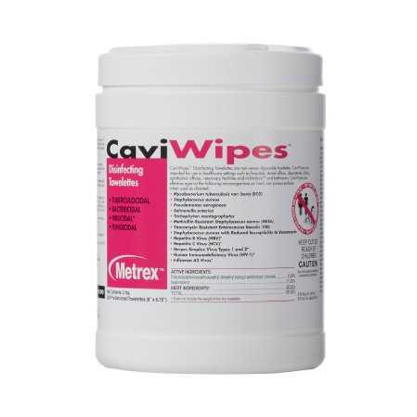 Surface Disinfectant CaviWipes Premoistened Wipe 220 Count Canister Manual Pull Alcohol Scent 10-1090 Case/2640 METREX 884611_CS