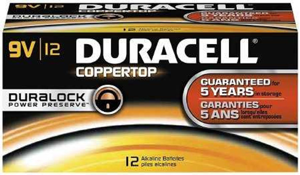 Duracell Coppertop Alkaline Battery 9V Cell 9V Disposable 12 Pack MN1604BKD Case/72 MN1604BKD DURACELL PROF. PROD. 651497_CS