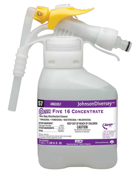 Surface Disinfectant Cleaner Oxivir Five 16 Liquid Concentrate 1.5 Liter RTD Cartridge RTD Dispensing Systems Characteristic Scent DVS 4963357 Each/1 DVS 4963357 LAGASSE INC 868979_EA