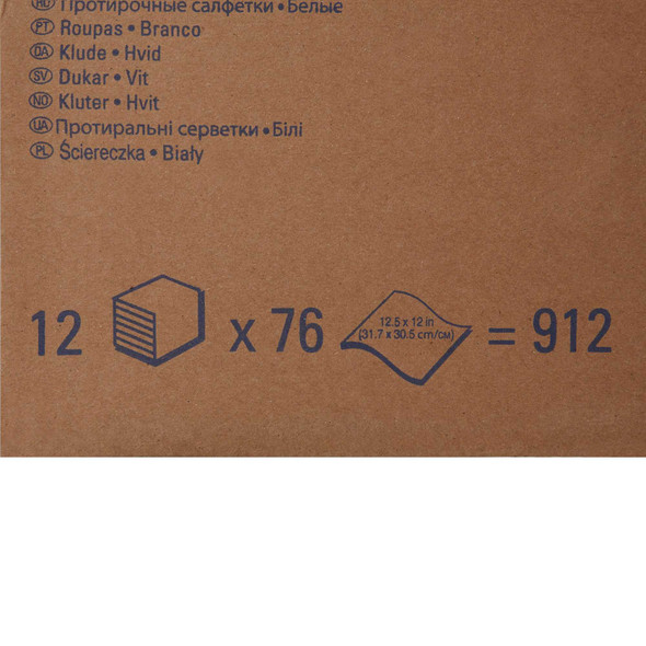 WypAll X60 Task Wipe Light Duty White NonSterile Cellulose / Polypropylene 12 X 12-1/2 Inch Reusable 34865 Case/912 34865 KIMBERLY CLARK PROFESSIONAL & 449763_CS