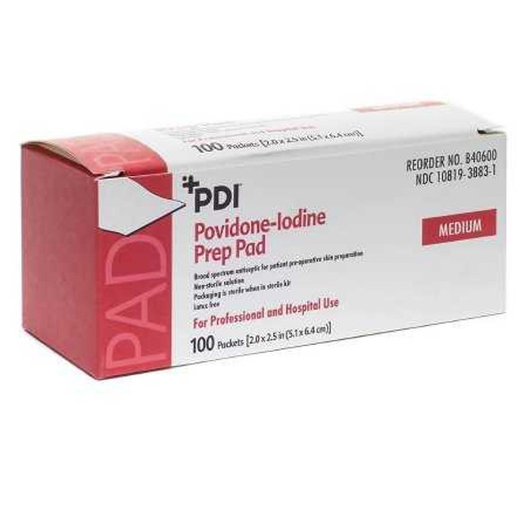 PVP Prep Pad PDI Povidone Iodine 10% Individual Packet 1-3/16 X 2-5/8 Inch NonSterile B40600 Each/1 B40600 PDI/NICE-PAK 131912_EA
