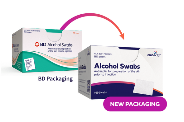 BD Alcohol Swabs, Isopropyl Alcohol 70% Strength, 0.75 x 1'' Size Pad, Individual Packet, Box of 100, 12 Boxes per Case, Case of 1