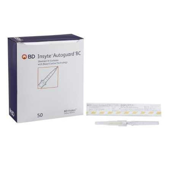 Peripheral IV Catheter Insyte Autoguard BC 24 Guage 0.75 Inch Button Retracting Needle 382512 Box/50 382512 BECTON-DICKINSON 777591_BX