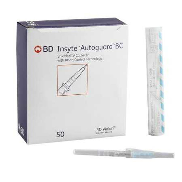 Peripheral IV Catheter Insyte Autoguard BC 22 Gauge 1 Inch Button Retracting Needle 382523 Case/200 382523 BECTON-DICKINSON 777592_CS