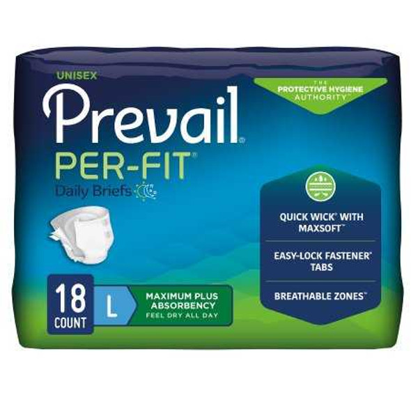 Adult Incontinent Brief Prevail Per-Fit Tab Closure Large Disposable Heavy Absorbency PF-013/1 Case/72 - 23333100 PF-013/1 FIRST QUALITY PRODUCTS INC. 554691_CS