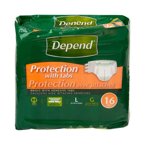 Unisex Adult Incontinence Brief Depend® Large Disposable Heavy Absorbency 35458 Case of 48 35458 Depend® 812269_CS