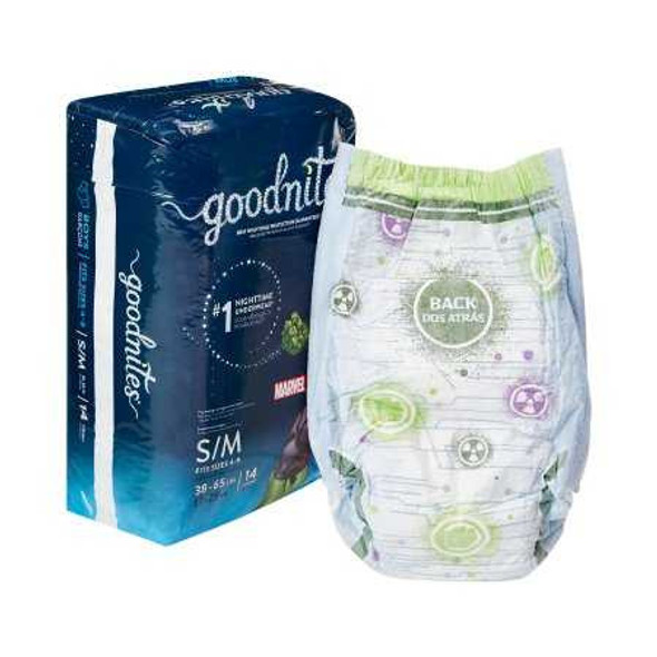 Male Youth Absorbent Underwear GoodNites® Pull On with Tear Away Seams Small / Medium Disposable Heavy Absorbency 41313 Case of 56 41313 GoodNites® 883225_CS