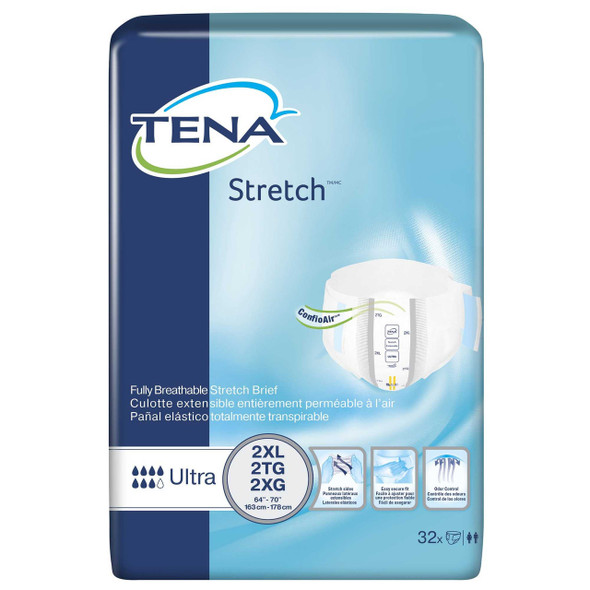Adult Incontinent Brief TENA Stretch Ultra Tab Closure 2X-Large Disposable Heavy Absorbency 61390 Case/64 61390 SCA PERSONAL CARE 794218_CS