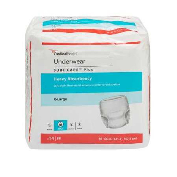 Adult Absorbent Underwear Sure Care Pull On X-Large Disposable Heavy Absorbency 1625 Pack/14 1625 KENDALL HEALTHCARE PROD INC. 439577_BG