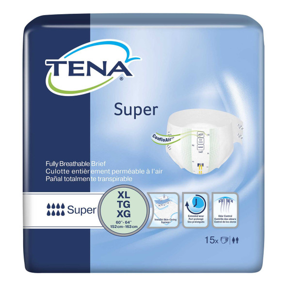 Unisex Adult Incontinence Brief TENA ProSkin™ Super X-Large Disposable Heavy Absorbency 68011 Case of 60 68011 TENA ProSkin™ Super 628594_CS