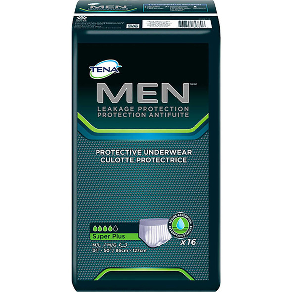 Male Adult Absorbent Underwear TENA® MEN™ Super Plus Pull On with Tear Away Seams Small / Medium Disposable Heavy Absorbency 81780 Case of 64 81780 TENA® MEN™ Super Plus 738749_CS