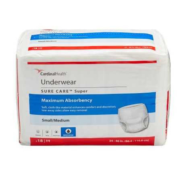 Unisex Adult Absorbent Underwear Sure Care™ Pull On with Tear Away Seams Medium Disposable Heavy Absorbency 1205A Bag of 18 1205 Sure Care™ 439575_BG