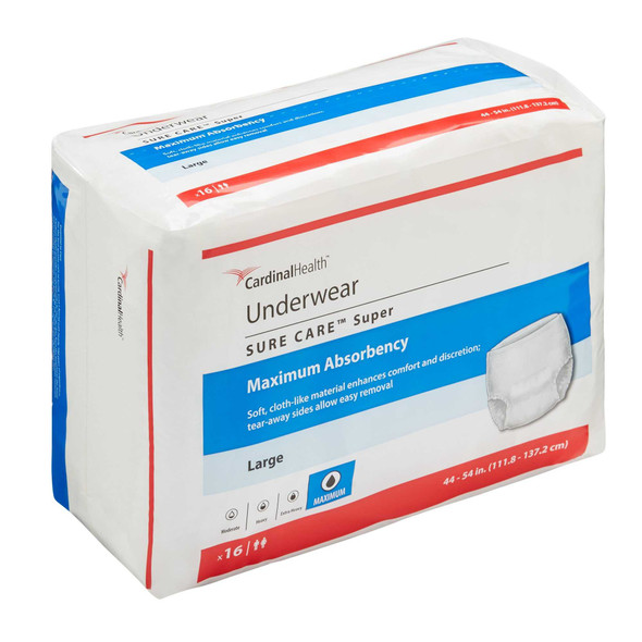 Adult Absorbent Underwear Sure Care Pull On Large Disposable Heavy Absorbency 1215 Pack/16 1215 KENDALL HEALTHCARE PROD INC. 683380_PK