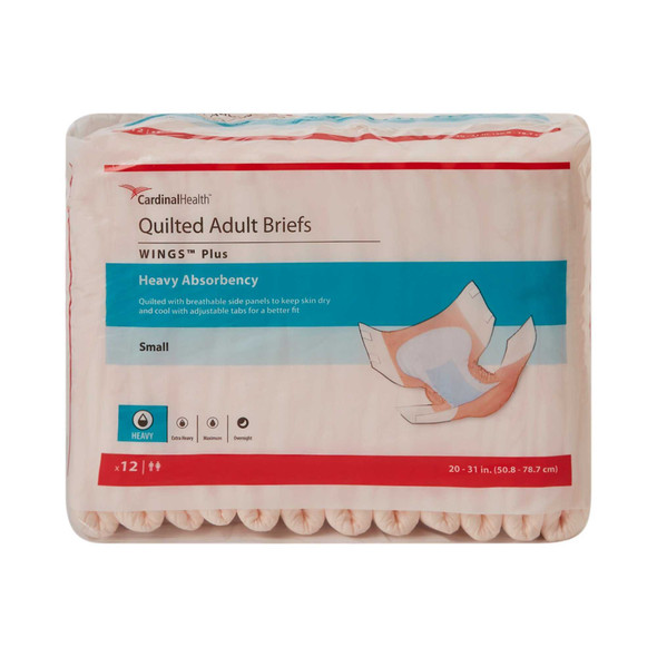 Adult Incontinent Brief Wings Tab Closure Small Disposable Heavy Absorbency 66032 Case/96 66032 KENDALL HEALTHCARE PROD INC. 747160_CS