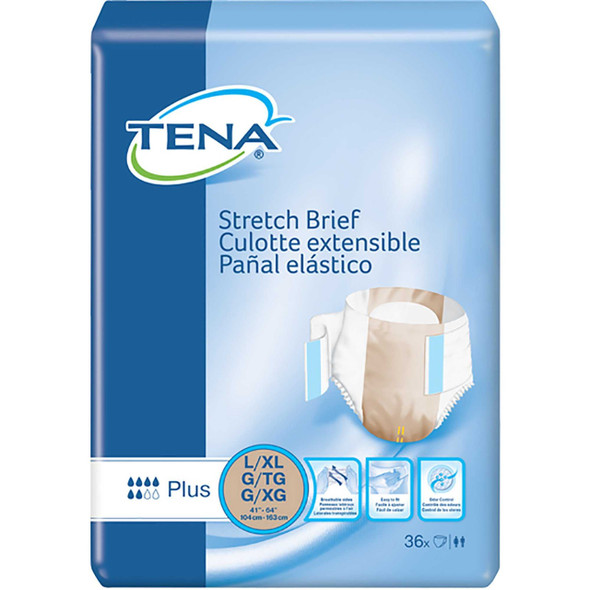 Adult Incontinent Brief TENA Stretch Plus Tab Closure Large / X-Large Disposable Moderate Absorbency 67603 Case/72 67603 SCA PERSONAL CARE 959406_CS