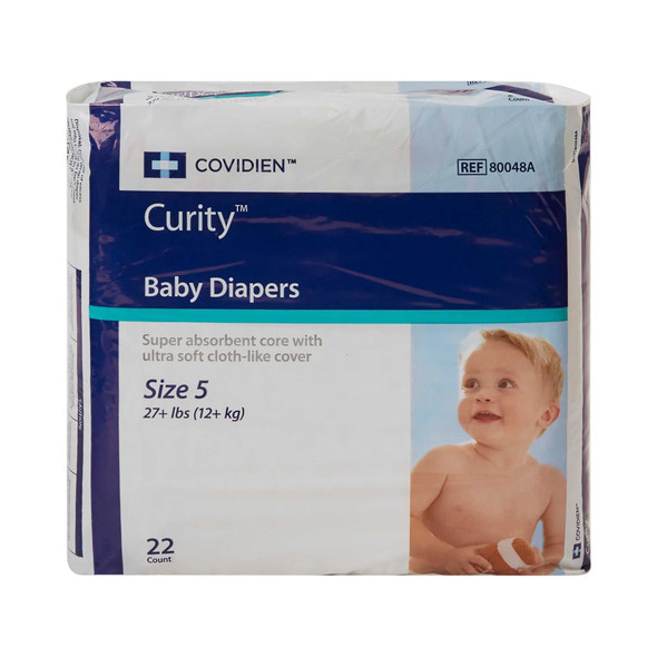 Unisex Baby Diaper Curity™ Size 5 Disposable Heavy Absorbency 80048A Bag of 22 80048A Curity™ 724686_BG