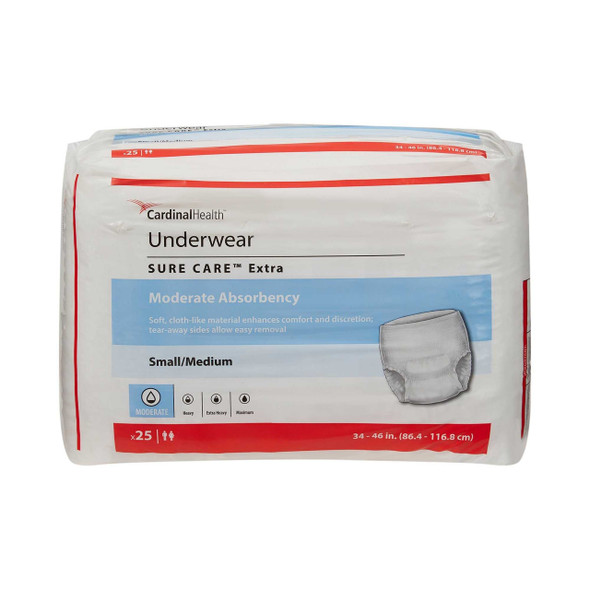 Unisex Adult Absorbent Underwear Simplicity™ Extra Pull On with Tear Away Seams Small / Medium Disposable Moderate Absorbency 1840R Case of 100 1840R Simplicity™ Extra 814879_CS
