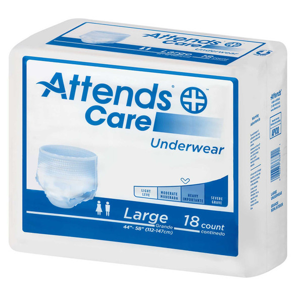 Unisex Adult Absorbent Underwear Attends® Pull On with Tear Away Seams Large Disposable Heavy Absorbency APV30 Bag of 18 APV30 Attends® 771657_BG