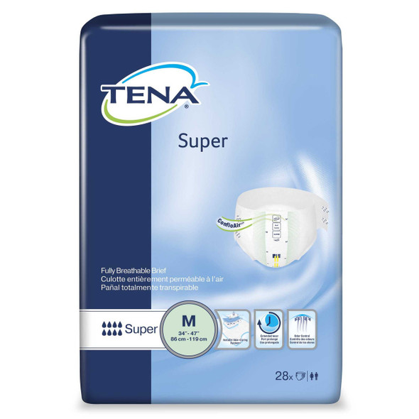 Adult Incontinent Brief TENA Super Tab Closure Medium Disposable Heavy Absorbency 67401 BG/28 67401 SCA PERSONAL CARE 362657_BG