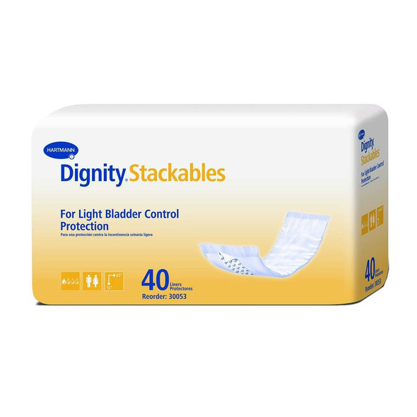 Bladder Control Pad Dignity Stackables 12 Inch Length Light Absorbency Polymer Unisex Disposable 30053-180 Pack/45 30053-180 HARTMAN USA, INC. 746571_PK