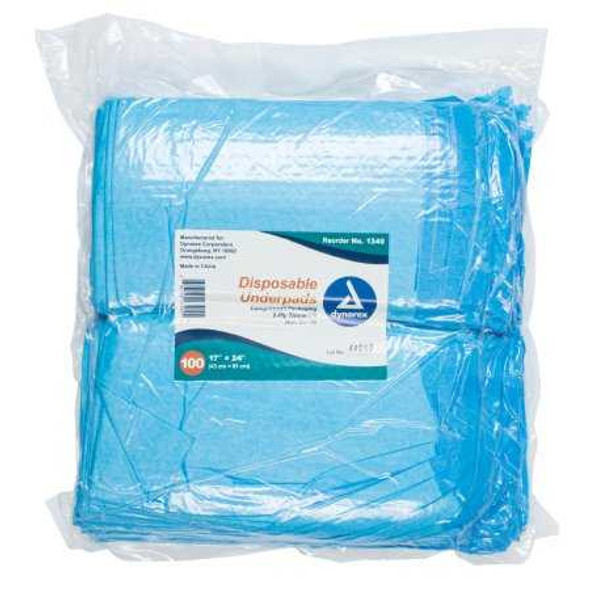 Underpad Chux 17 X 24 Inch Disposable Fluff Light Absorbency 1340 BG/100 1340 DYNAREX CORP. 793874_BG