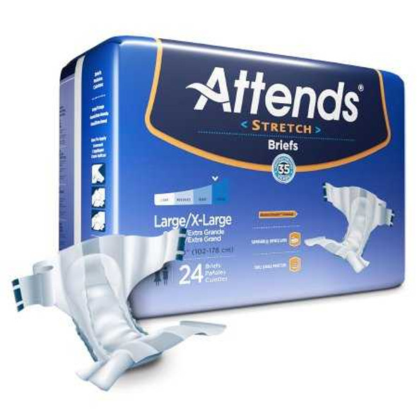 Adult Incontinent Brief Attends Tab Closure Large / X-Large Disposable Moderate Absorbency DDSLXL Case/96 DDSLXL ATTENDS HEALTHCARE PRODUCTS 981738_CS