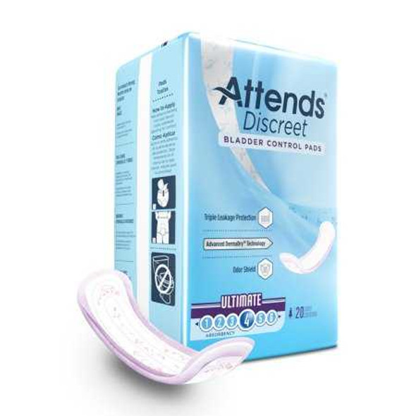 Bladder Control Pad Attends Discreet Heavy Absorbency Polymer Female Disposable ADPULT BG/20 ADPULT ATTENDS HEALTHCARE PRODUCTS 1039115_BG