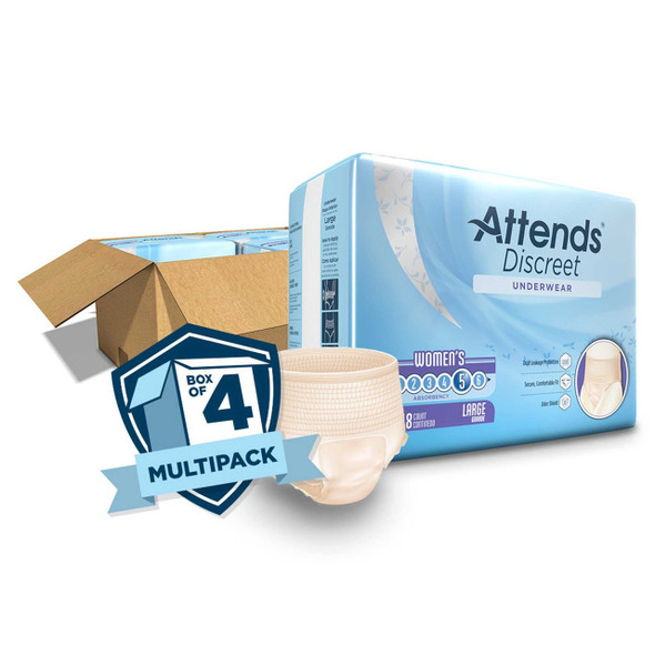 Adult Absorbent Underwear Attends Discreet Pull On Large Disposable Moderate Absorbency ADUF30 BG/18 ADUF30 ATTENDS HEALTHCARE PRODUCTS 1039111_BG