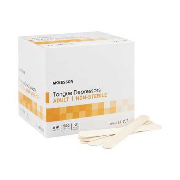 Tongue Depressor McKesson 6 Inch Length Wood 24-202 Case of 10 McKesson 484942_CS