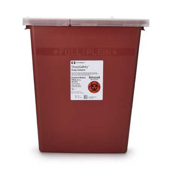 Sharps Container SharpSafety™ Red Base 17-1/2 H x 15-1/2 W x 11 D Inch Vertical Entry 8 Gallon 8980- Pack of 1 8980 SharpSafety™ 150719_EA