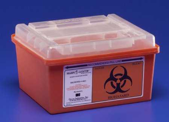 Multi-purpose Sharps Container Sharps-A-Gator 1-Piece 1 Gallon Red Base Horizontal Entry Lid 31143699 Each/1 31143699 KENDALL HEALTHCARE PROD INC. 184064_EA