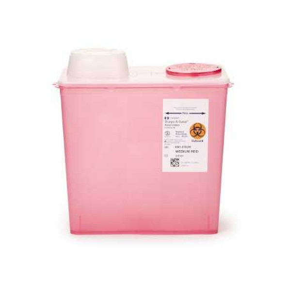 Multi-purpose Sharps Container Monoject 1-Piece 10.89H X 10.56W X 6.75D Inch 8 Quart Red Base /Translucent Lid Vertical Drop Chimney 8881676285 Case/20 8881676285 KENDALL HEALTHCARE PROD INC. 150987_CS