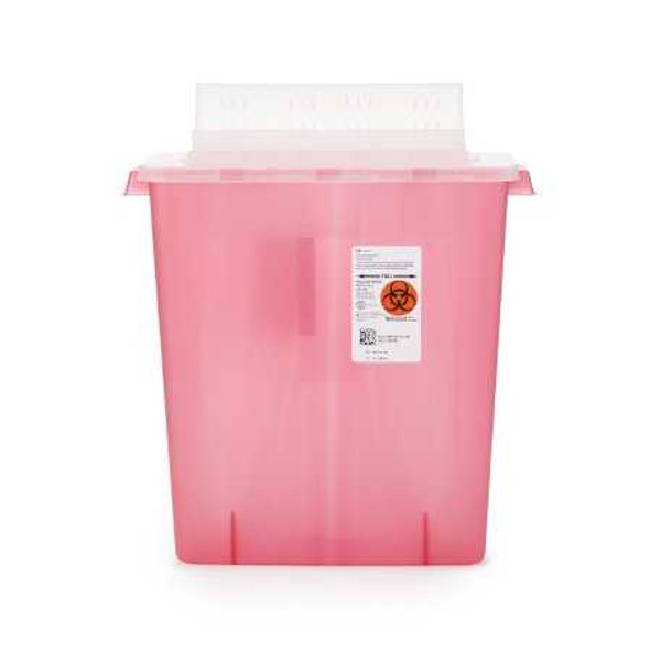 Multi-purpose Sharps Container In-Room 1-Piece 16.25H X 13.75W X 6D Inch 3 Gallon Translucent Red Base Horizontal Entry Lid 85221R Case/10 85221R KENDALL HEALTHCARE PROD INC. 206348_CS