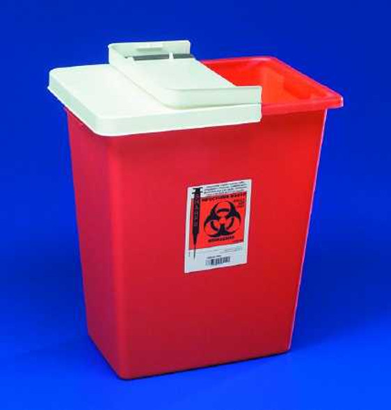 Multi-purpose Sharps Container SharpSafety 1-Piece 17.75H X 11W X 15.5D Inch 8 Gallon Red Base Sliding Lid 8980S Each/1 8980S KENDALL HEALTHCARE PROD INC. 282321_EA