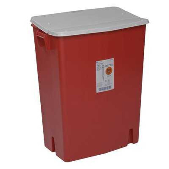 Perfusion Waste Container SharpSafety Nestable 27.5 H X 15.25 D X 21.25 W Inch 30 Gallon Red Base / White Lid Gasketed Hinged Lid Sealed 8930SA Case/3 8930SA KENDALL HEALTHCARE PROD INC. 375271_CS