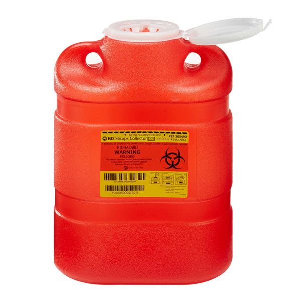 Multi-purpose Sharps Container 1-Piece 13.25H X 9W X 5.25D Inch 8.2 Quart Red Base Funnel Lid 305490 Case/12 305490 BECTON-DICKINSON 169748_CS