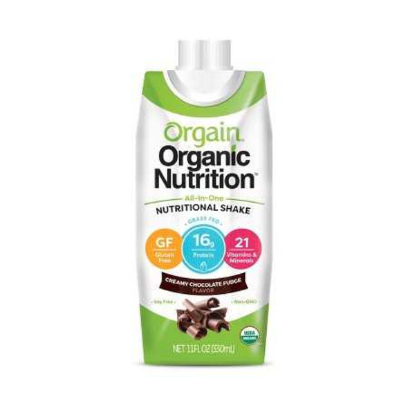 Oral Supplement OrgainOrganic Nutritional Shake Chocolate Fudge 13 oz. Carton Ready to Use 860547000013 Case/12 8.61E+11 ORGAIN INC 1039287_CS
