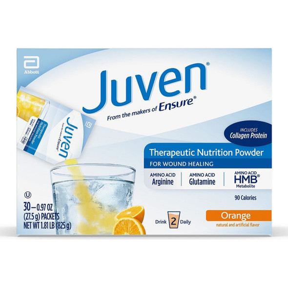 Juven Nutrition Powder, Wound Care and Immune System Support, Arginine and Glutamine, Orange Flavor, 0.97 oz. per Individual Packet – 66674, 180 Packets